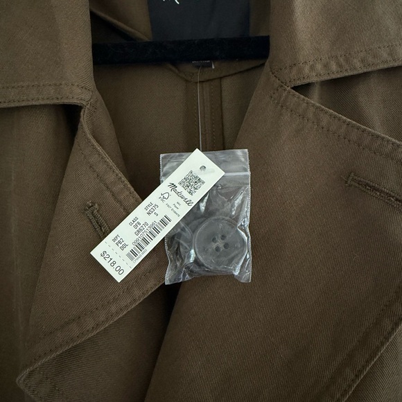 NWT Madewell Belted Trench Coat in Drapey Twill Dark Olive size Small - Picture 6 of 7